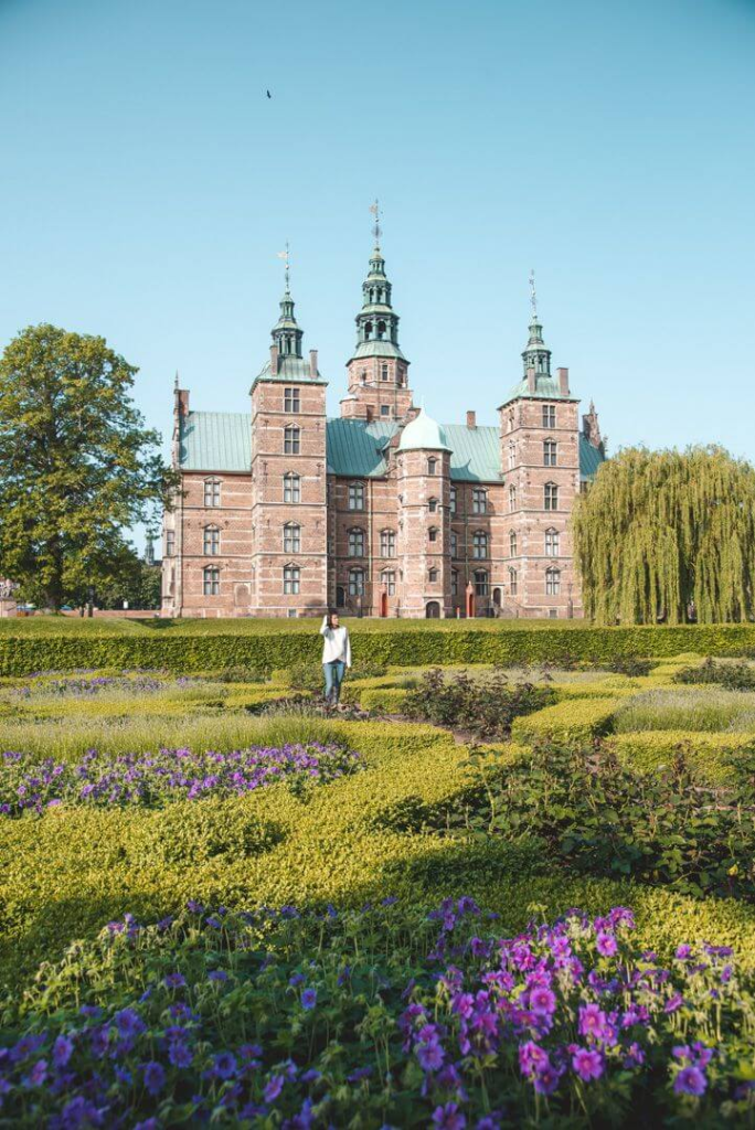 Rosenborg Castle surrounded by colorful gardens in Copenhagen