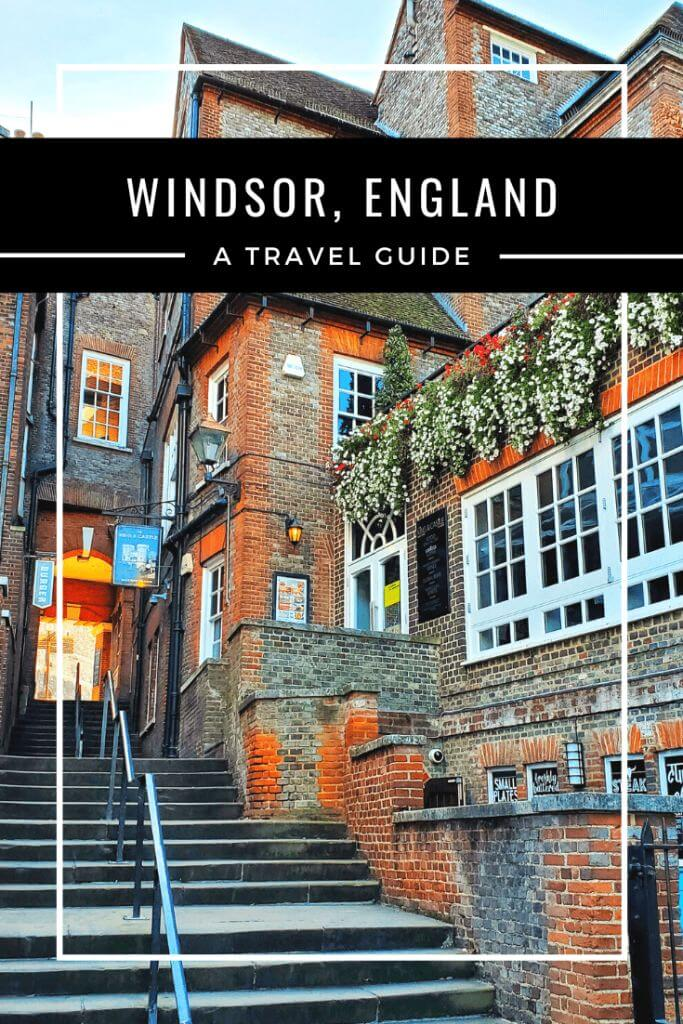 Historic street and steps in Windsor, England, near Windsor Castle and local shops