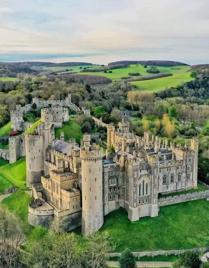 Arundel Castle in England surrounded by green countryside