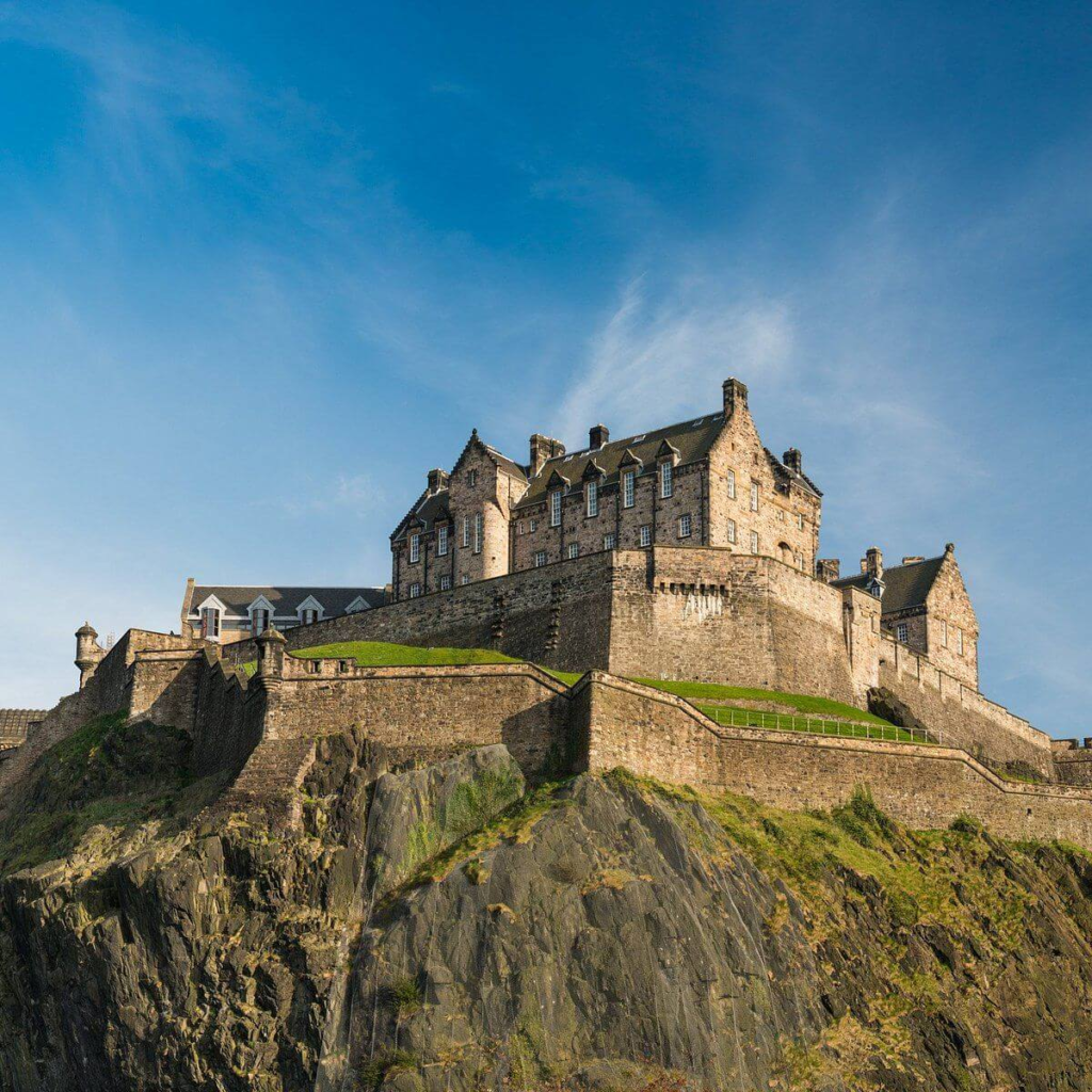 Edinburgh Castle perched on Castle Rock overlooking the city