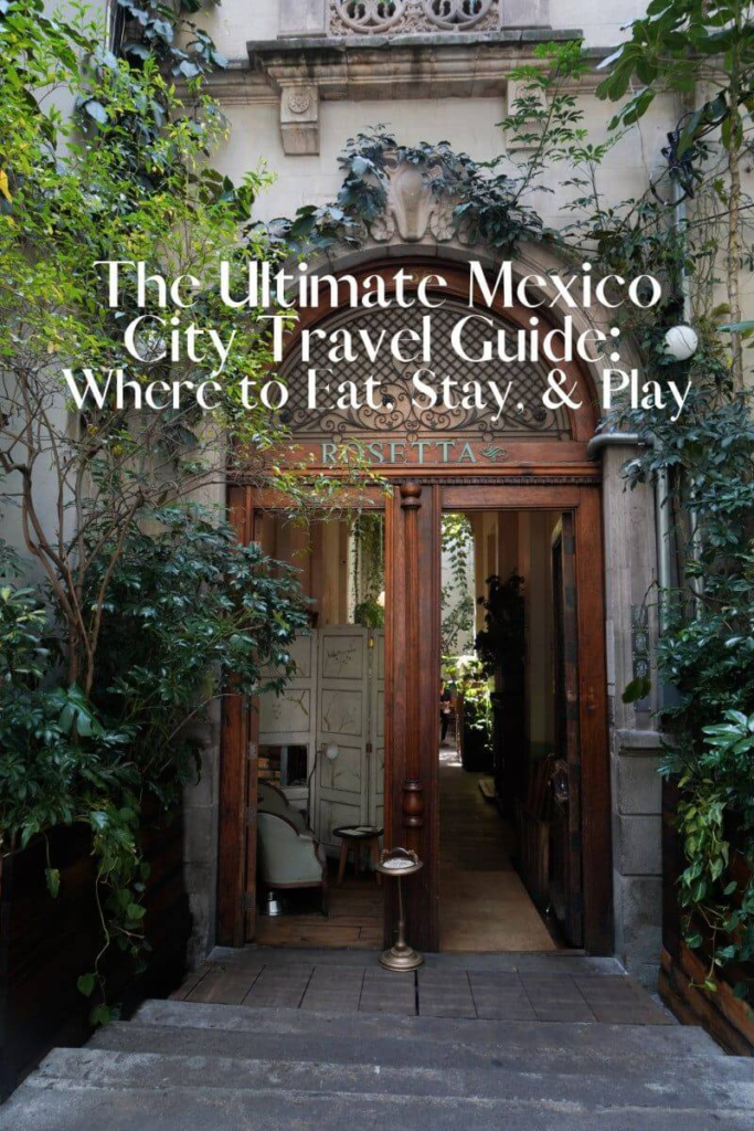 Charming entrance in Mexico City with greenery, perfect for a Mexico travel guide on where to eat and stay