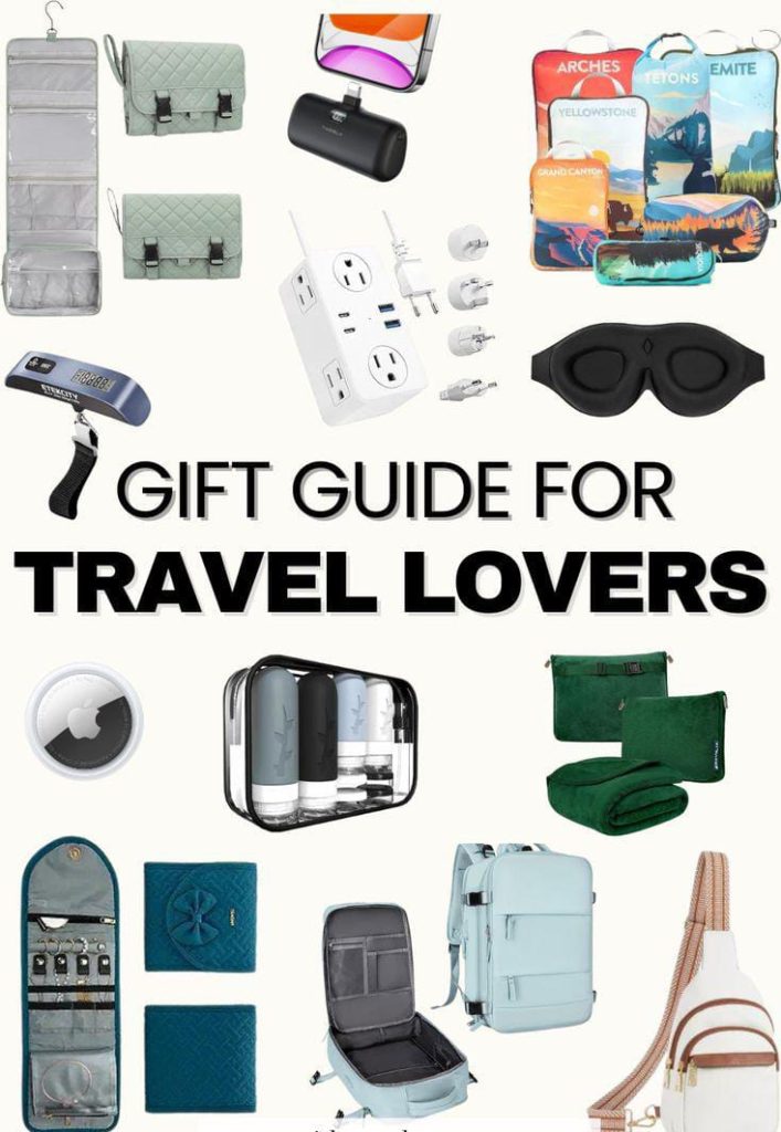 Travel gift guide featuring useful travel accessories and gear