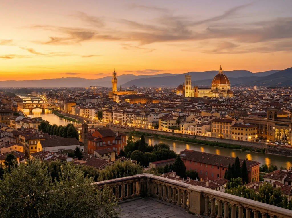 Florence city skyline at sunset