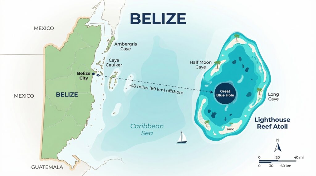 Lighthouse Reef Atoll offshore.