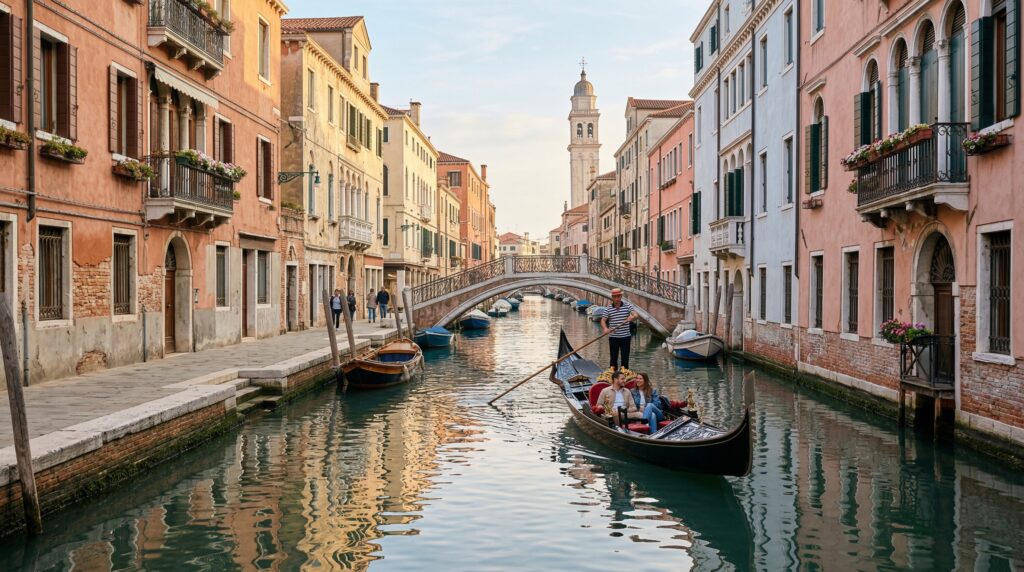 Venice canal with gondola