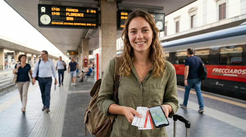 Italy train travel scene