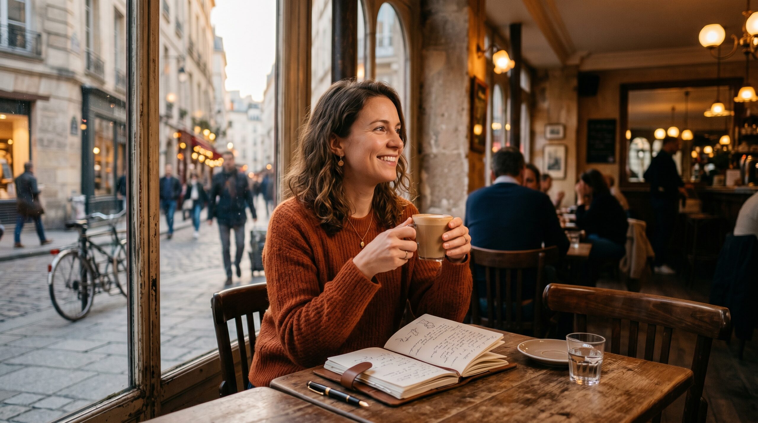 girl sitting in a cafe