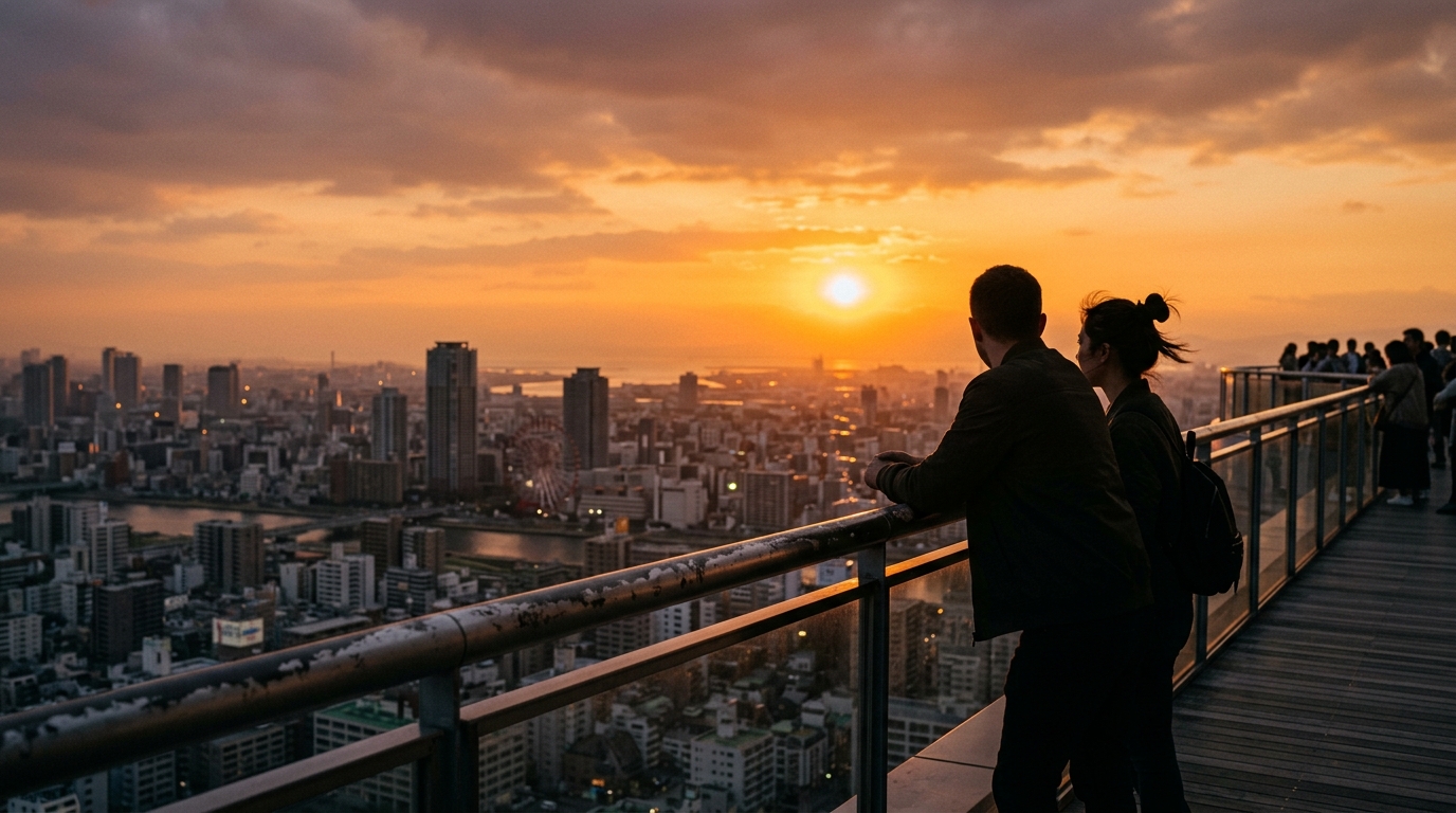 sunset from Umeda Sky Building