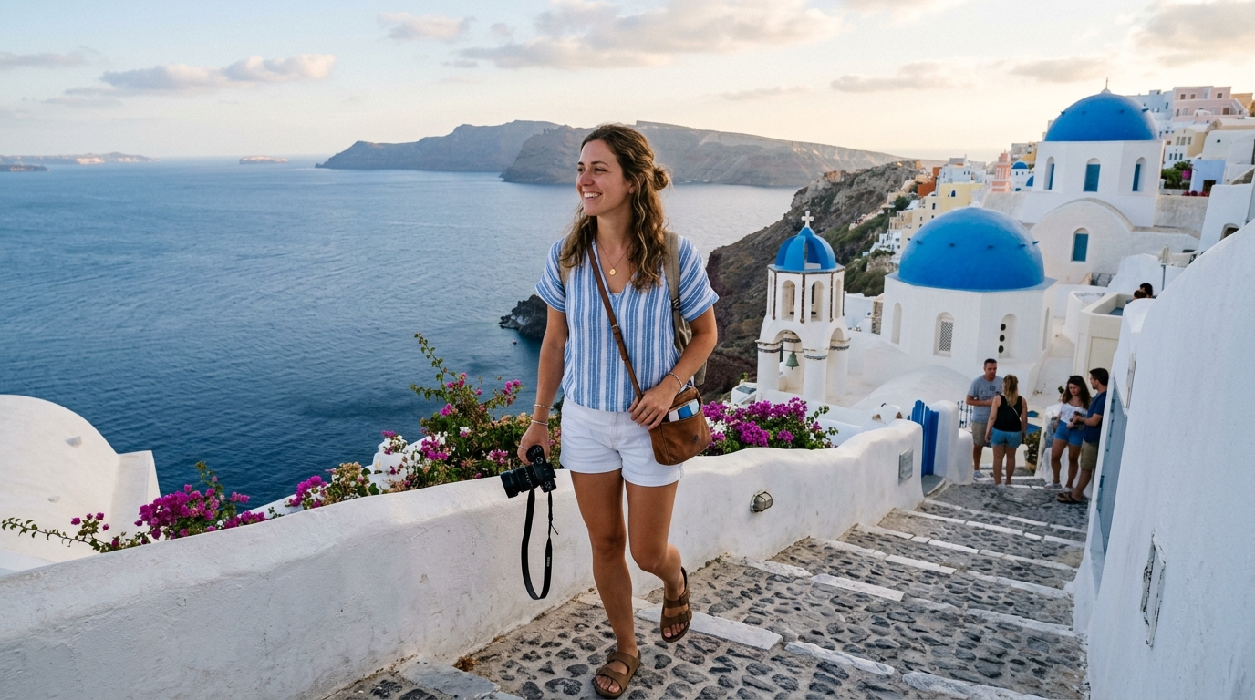 Solo Female Traveler in Santorini