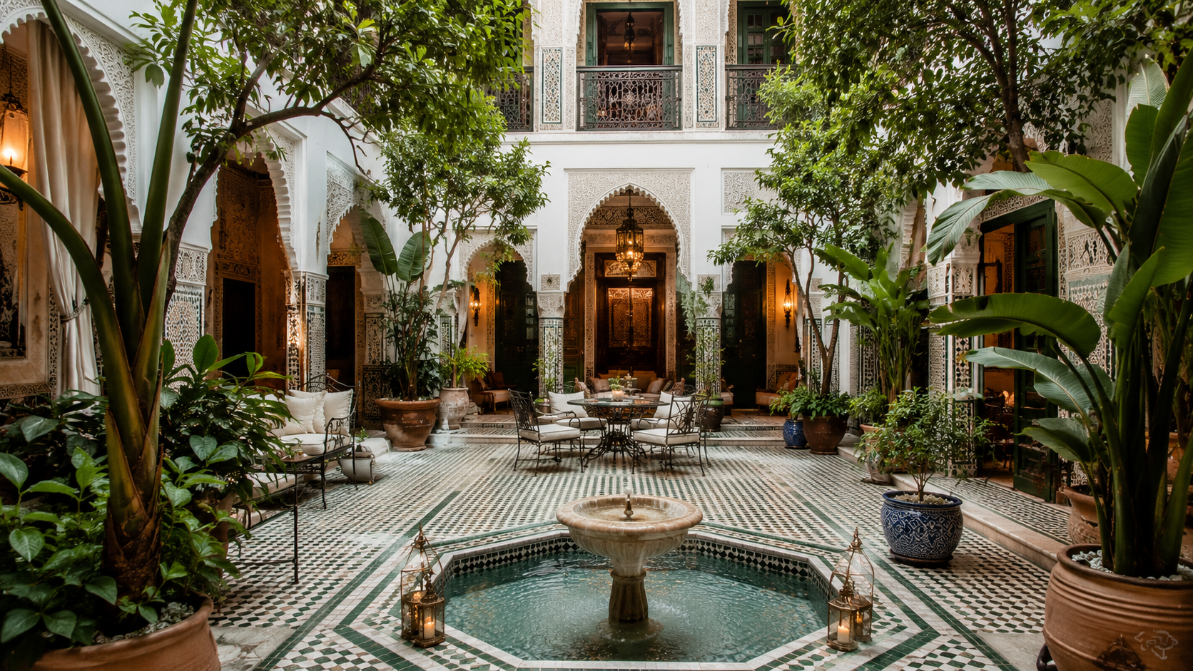 Lush Moroccan-style riad courtyard retreat 