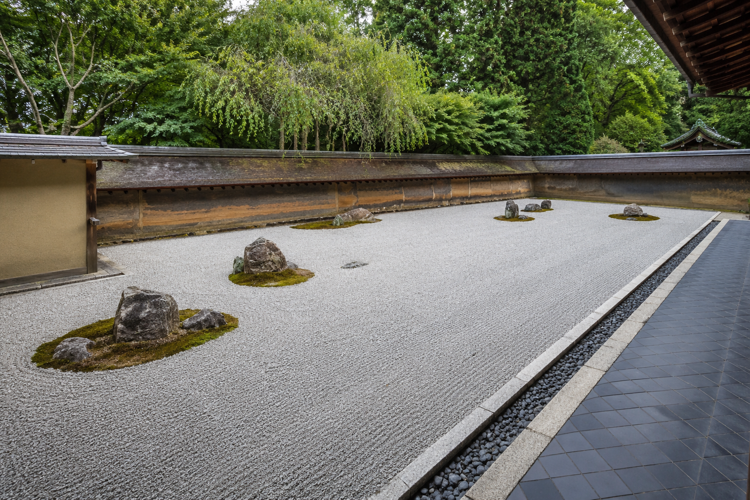 Tranquil Japanese rock garden view
