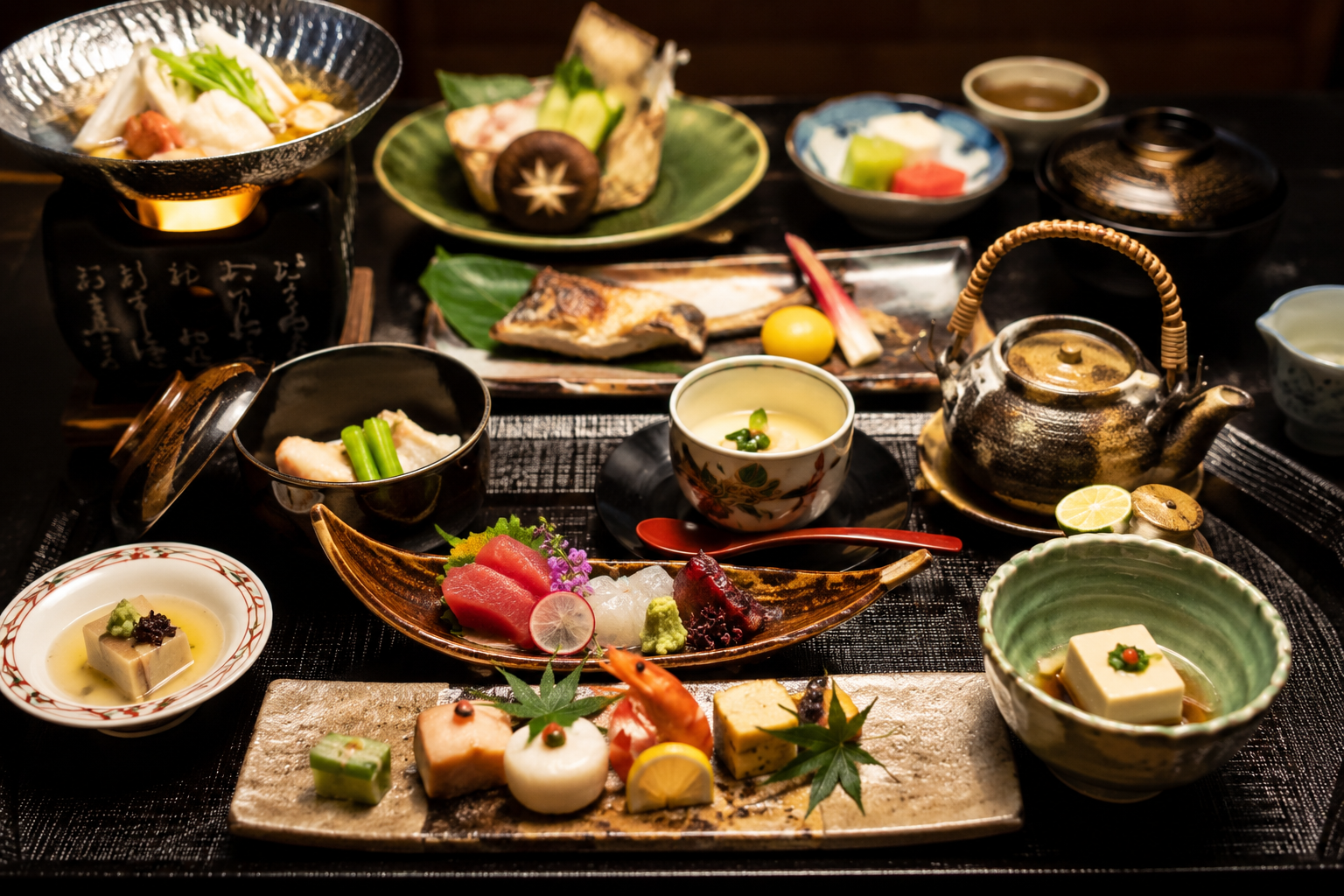 Traditional kaiseki meal arrangement